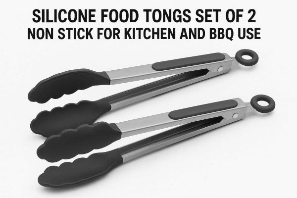 Silicone Food Tongs Set of 2 Non Stick for Kitchen and BBQ Use