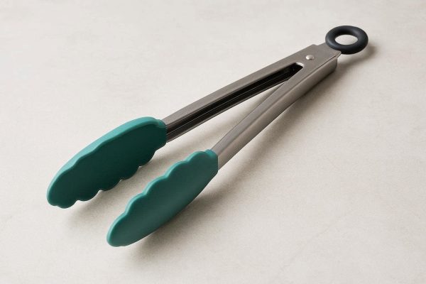 Silicone Food Tongs with Scalloped Tip for Non Stick Cookware