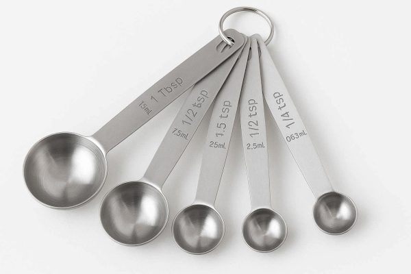 Stainless Steel Measuring Spoon Set of 6 with Engraved Markings for Baking