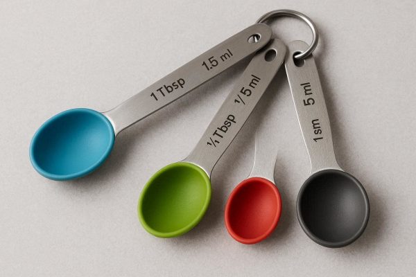 Silicone and Stainless Steel Measuring Spoon Set for Wet and Dry Ingredients