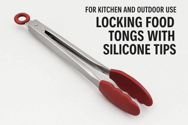 Locking Food Tongs with Silicone Tips for Kitchen and Outdoor Use
